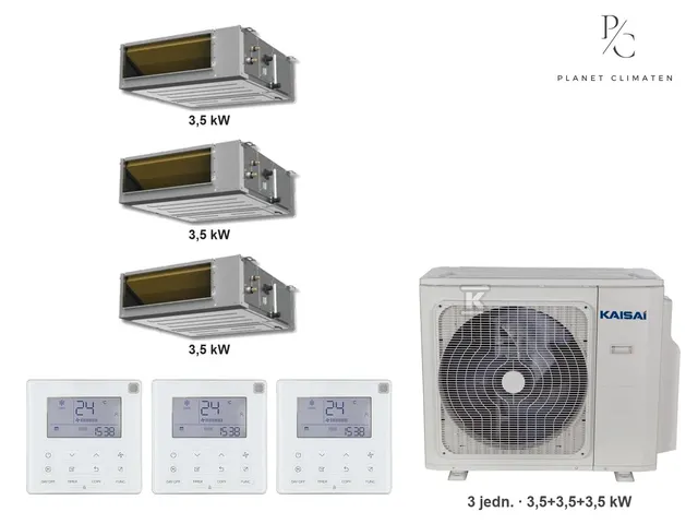 Kaisai — Klimatyzator multi-split kanałowy Kaisai KKR7 K3OA-27HFN32H — 3 jedn. 3,5+3,5+3,5 kW (3 pomieszczenia)