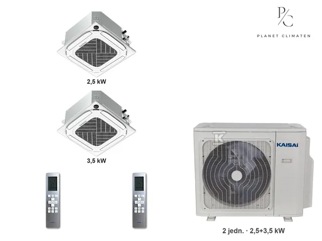 Kaisai — Klimatyzator multi-split kasetonowy Kaisai KCA4U K3OA-27HFN32H — 2 jedn. 2,5+3,5 kW (2 pomieszczenia)