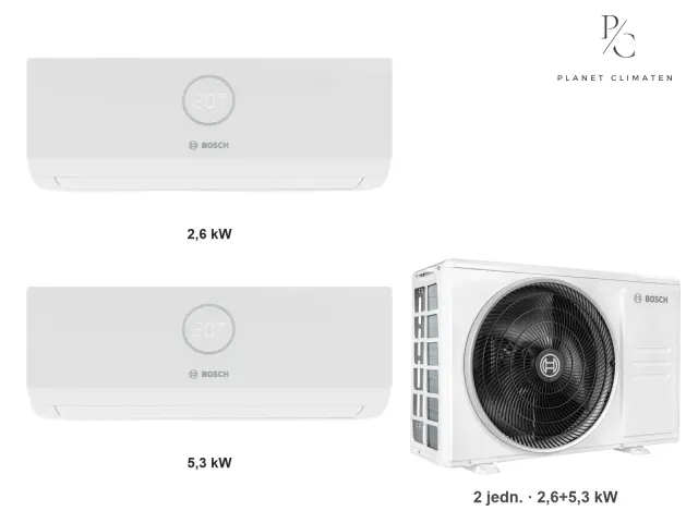 Bosch — Klimatyzacja multi-split Bosch Climate 3000i — agregat Climate 5000 M 53/2 E + 2× jednostka (2,6, 5,0 kW)