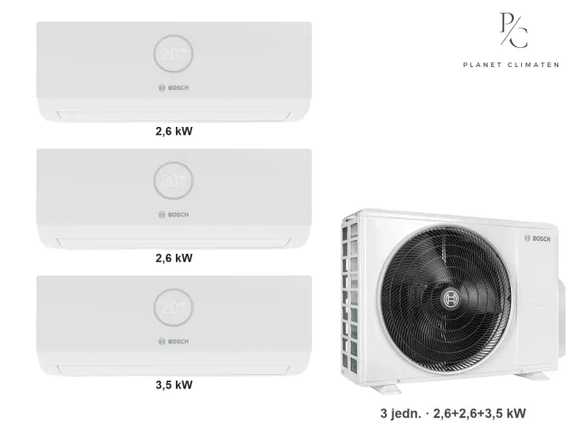 Bosch — Klimatyzacja multi-split Bosch Climate 3000i — agregat Climate 5000 M 79/3 E + 3× jednostka (2,6, 2,6, 3,5 kW)
