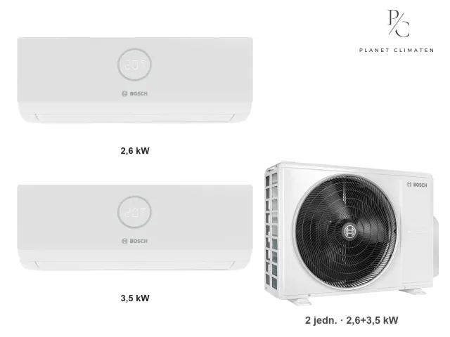 Bosch — Klimatyzacja multi-split Bosch Climate 3000i — agregat Climate 5000 M 79/3 E + 2× jednostka (2,6, 3,5 kW)