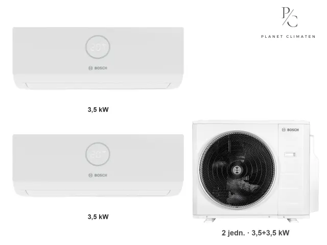 Bosch — Klimatyzacja multi-split Bosch Climate 3000i — agregat Climate 5000 M 82/4 E + 2× jednostka (3,5, 3,5 kW)