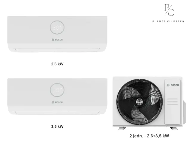 Bosch — Klimatyzacja multi-split Bosch Climate 3000i — agregat Climate 7000 M 53/2 E + 2× jednostka (2,6, 3,5 kW)
