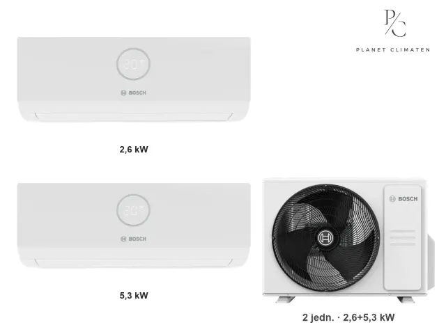 Bosch — Klimatyzacja multi-split Bosch Climate 3000i — agregat Climate 7000 M 53/2 E + 2× jednostka (2,6, 5,0 kW)