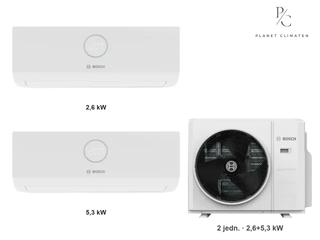 Bosch — Klimatyzacja multi-split Bosch Climate 3000i — agregat Climate 7000 M 79/3 E + 2× jednostka (2,6, 5,0 kW)