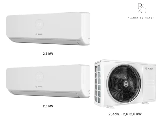 Bosch — Klimatyzacja multi-split Bosch Climate 3200i — agregat Climate 5000 M 53/2 E + 2× jednostka (2,6, 2,6 kW)