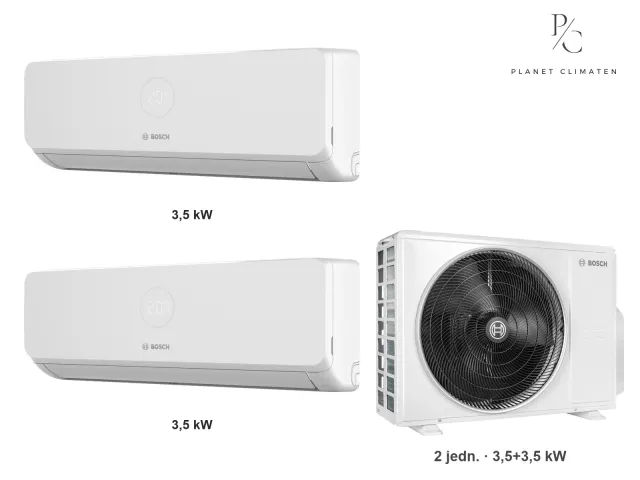 Bosch — Klimatyzacja multi-split Bosch Climate 3200i — agregat Climate 5000 M 62/3 E + 2× jednostka (3,5, 3,5 kW)
