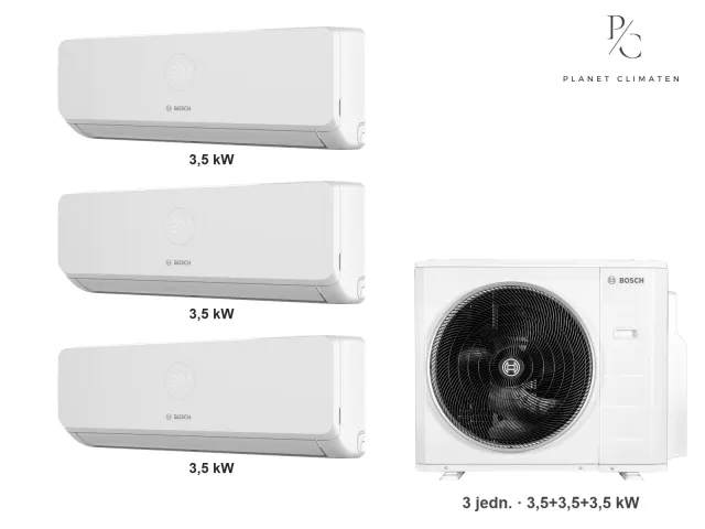 Bosch — Klimatyzacja multi-split Bosch Climate 3200i — agregat Climate 5000 M 82/4 E + 3× jednostka (3,5, 3,5, 3,5 kW)