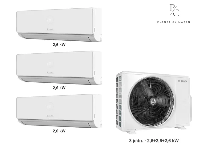 Bosch — Klimatyzacja multi-split Bosch Climate 4000i — agregat Climate 5000 M 62/3 E + 3× jednostka (2,6, 2,6, 2,6 kW)