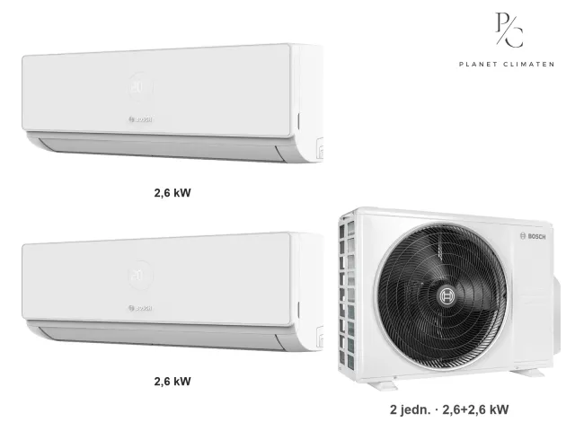 Bosch — Klimatyzacja multi-split Bosch Climate 4000i — agregat Climate 5000 M 62/3 E + 2× jednostka (2,6, 2,6 kW)