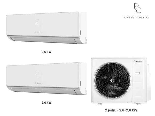 Bosch — Klimatyzacja multi-split Bosch Climate 4000i — agregat Climate 5000 M 82/4 E + 2× jednostka (2,6, 2,6 kW)
