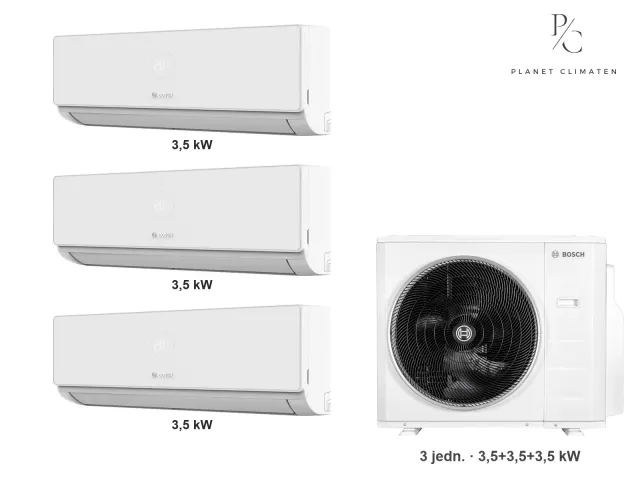 Bosch — Klimatyzacja multi-split Bosch Climate 4000i — agregat Climate 5000 M 82/4 E + 3× jednostka (3,5, 3,5, 3,5 kW)