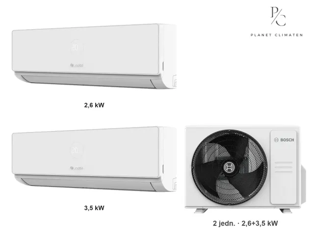 Bosch — Klimatyzacja multi-split Bosch Climate 4000i — agregat Climate 7000 M 53/2 E + 2× jednostka (2,6, 3,5 kW)