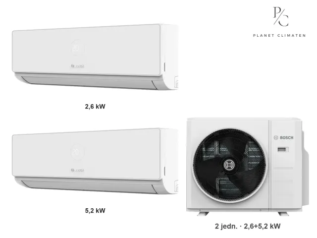 Bosch — Klimatyzacja multi-split Bosch Climate 4000i — agregat Climate 7000 M 79/3 E + 2× jednostka (2,6, 5,0 kW)