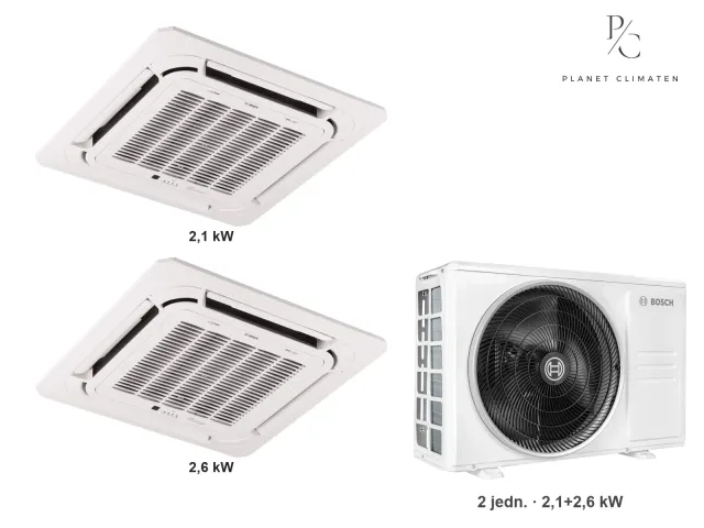 Bosch — Klimatyzacja multi-split Bosch Climate 5000 L 4CC kaseton — agregat Climate 5000 M 41/2 + 2× jednostka (2,0, 2,6 kW)