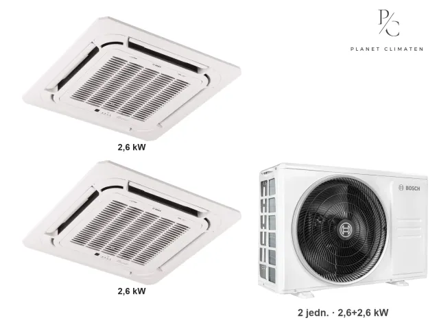 Bosch — Klimatyzacja multi-split Bosch Climate 5000 L 4CC kaseton — agregat Climate 5000 M 41/2 + 2× jednostka (2,6, 2,6 kW)