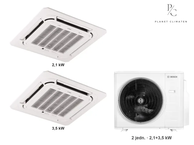 Bosch — Klimatyzacja multi-split Bosch Climate 5000 L 4CC kaseton — agregat Climate 5000 M 82/4 E + 2× jednostka (2,0, 3,5 kW)