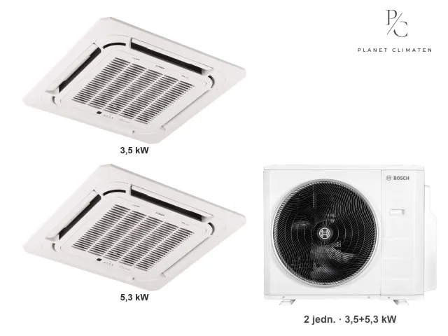 Bosch — Klimatyzacja multi-split Bosch Climate 5000 L 4CC kaseton — agregat Climate 5000 M 82/4 E + 2× jednostka (3,5, 5,0 kW)
