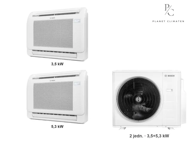 Bosch — Klimatyzacja multi-split Bosch Climate 5000 L CN konsola — agregat Climate 5000 M 82/4 E + 2× jednostka (3,5, 5,0 kW)