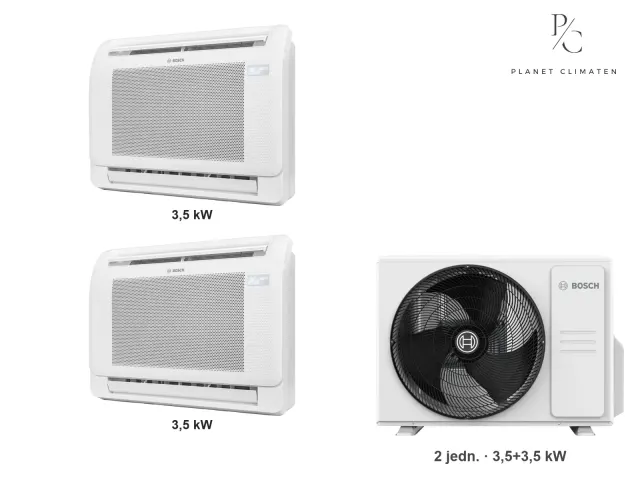 Bosch — Klimatyzacja multi-split Bosch Climate 5000 L CN konsola — agregat Climate 7000 M 53/2 E + 2× jednostka (3,5, 3,5 kW)