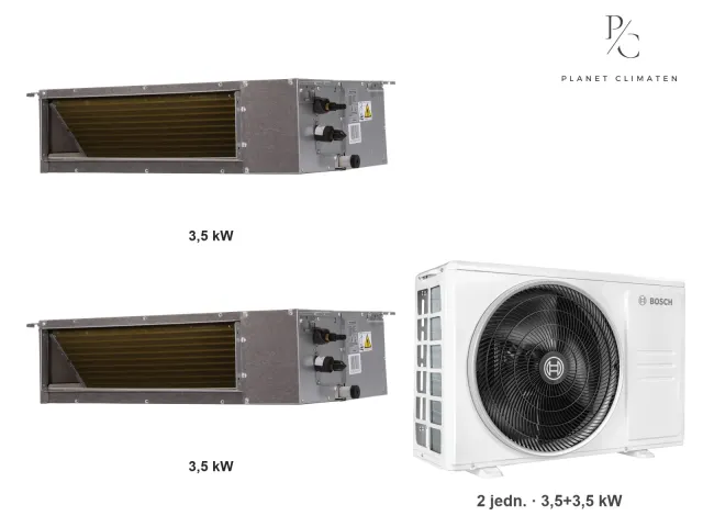 Bosch — Klimatyzacja multi-split Bosch Climate 5000 L D kanałowa — agregat Climate 5000 M 53/2 E + 2× jednostka (3,5, 3,5 kW)