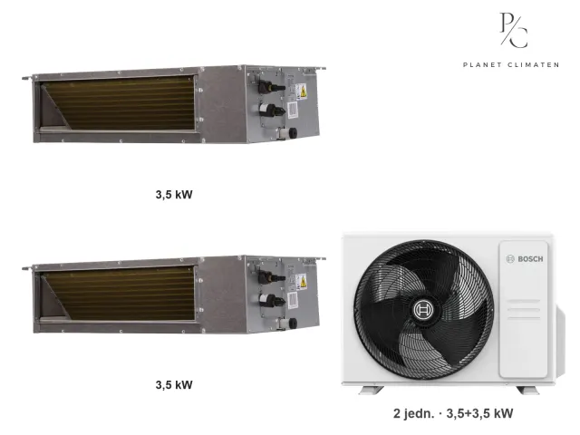 Bosch — Klimatyzacja multi-split Bosch Climate 5000 L D kanałowa — agregat Climate 7000 M 53/2 E + 2× jednostka (3,5, 3,5 kW)