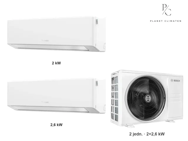Bosch — Klimatyzacja multi-split Bosch Climate 7000i biała — agregat Climate 5000 M 41/2 + 2× jednostka (2,0, 2,6 kW)