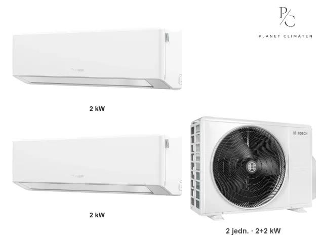 Bosch — Klimatyzacja multi-split Bosch Climate 7000i biała — agregat Climate 5000 M 62/3 E + 2× jednostka (2,0, 2,0 kW)
