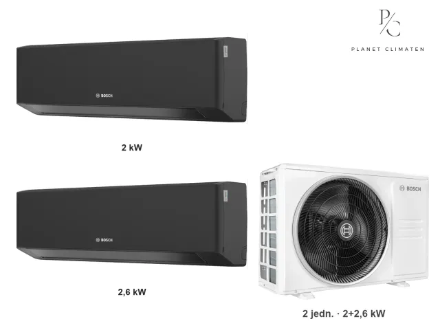 Bosch — Klimatyzacja multi-split Bosch Climate 7000i czarna — agregat Climate 5000 M 41/2 + 2× jednostka (2,0, 2,6 kW)