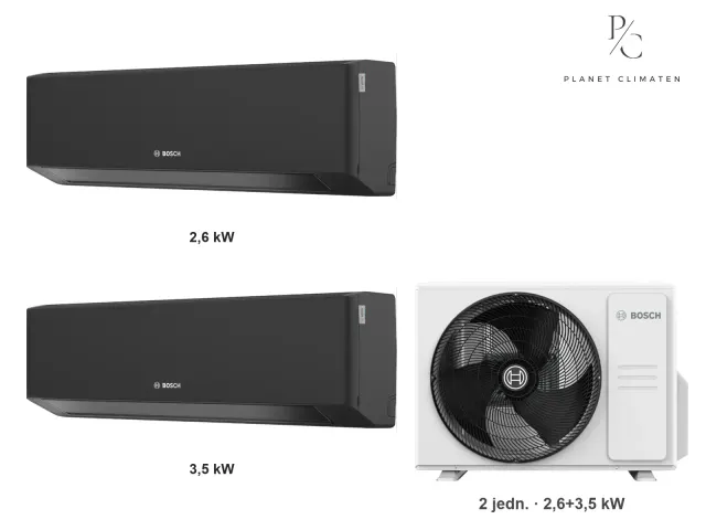 Bosch — Klimatyzacja multi-split Bosch Climate 7000i czarna — agregat Climate 7000 M 53/2 E + 2× jednostka (2,6, 3,5 kW)