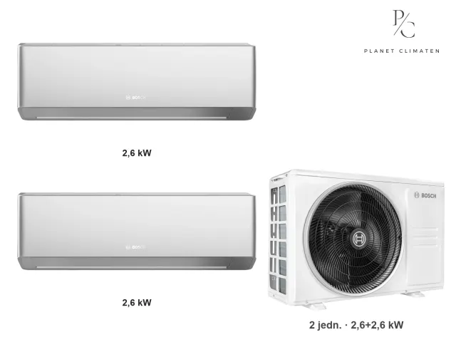 Bosch — Klimatyzacja multi-split Bosch Climate 7000i srebrna — agregat Climate 5000 M 41/2 + 2× jednostka (2,6, 2,6 kW)