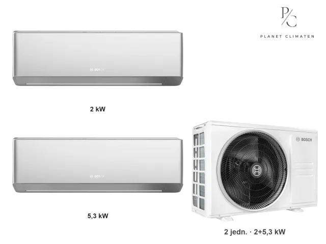 Bosch — Klimatyzacja multi-split Bosch Climate 7000i srebrna — agregat Climate 5000 M 53/2 E + 2× jednostka (2,0, 5,0 kW)