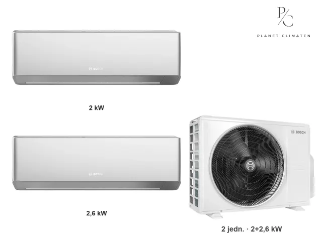 Bosch — Klimatyzacja multi-split Bosch Climate 7000i srebrna — agregat Climate 5000 M 79/3 E + 2× jednostka (2,0, 2,6 kW)
